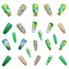 Flower Press on Nails Medium Length Coffin Shaped Fake Nails