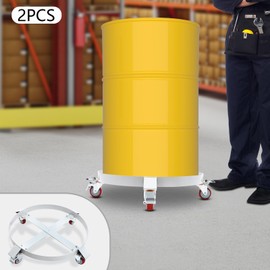 DYNAMI 2PCS Heavy Duty Drum Dolly,Load 1200lbs 55 Gallon Steel Drum Dolly with Cross Bracesa and 4 Wheels,Anti-tipping Design Barrel Dolly Cart Drum Caddy,for Warehouse Drum Handling (Load 1200lbs)