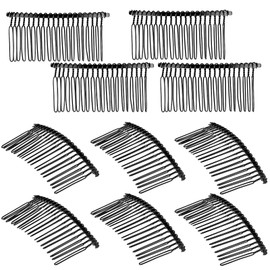 Teaaha 10 PCS Metal Hair Comb, 2.95× 1.37 Inch 20 Teeth Wire Twist Bridal Wedding Veil Comb, Metal Wire Hair Comb Twist DIY Hair Accessories for Women Girls for Valentine's Day, Wedding, Party(Black)