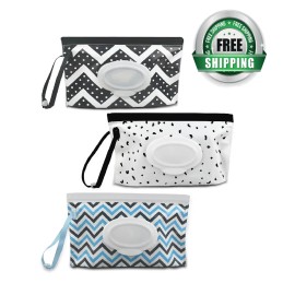 yuntop 3 Pack Baby Wipes Dispenser Portable Wet Wipe Dispenser Bag Reusable Travel Baby