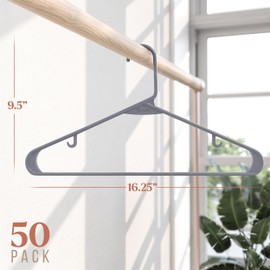 Plastic Hangers 50 Pack Grey - Clothes Hangers - Makes The Perfect Coat Hanger and General Space Saving Clothes Hangers for Closet - Percheros Ganchos para Colgar Ropa Hangars