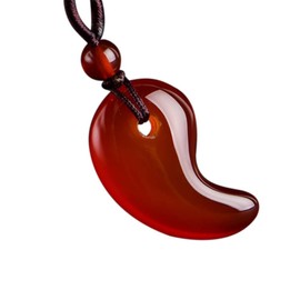 Huangshan Natural Stone Magatama Ring Pendant Necklace, Pendant/Necklace, Adjustable Length, Men's, Women's, Mental and Body Health Amulet, Agate Stone Pendant, Cool, Popular Accessory