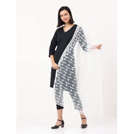 Petrichor Women's Fashion Designer Embroidered Net Dupatta Scarf for Women/Girls (Length: 2.2 meters, Made in India, Colour : White)