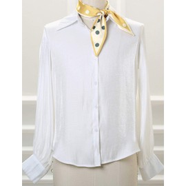 Allegra K Women's Thin Ribbon Scarf, Neckerchief, Thin, Polka Dot, Hair Accessory, Bag Decoration, Yellow Big Point