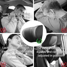 zorunowa Multi-Functional Car Headrest Pillow Memory Foam Car Neck Pillow,Support Cervical vertebrae and Head,Soft Velvet,Adjustable Height and Distance-with Cell Phone/Tablet Holder (Black)