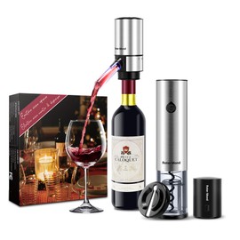 Electric Wine Opener Set, Roter Mond Automatic Wine Bottle Opener set with Electric Wine Decanter Aerator Wine Foil Cutter 2 Vacuum Stoppers, 5-in-1 Wine Gift for Home Party Thanksgiving Christmas