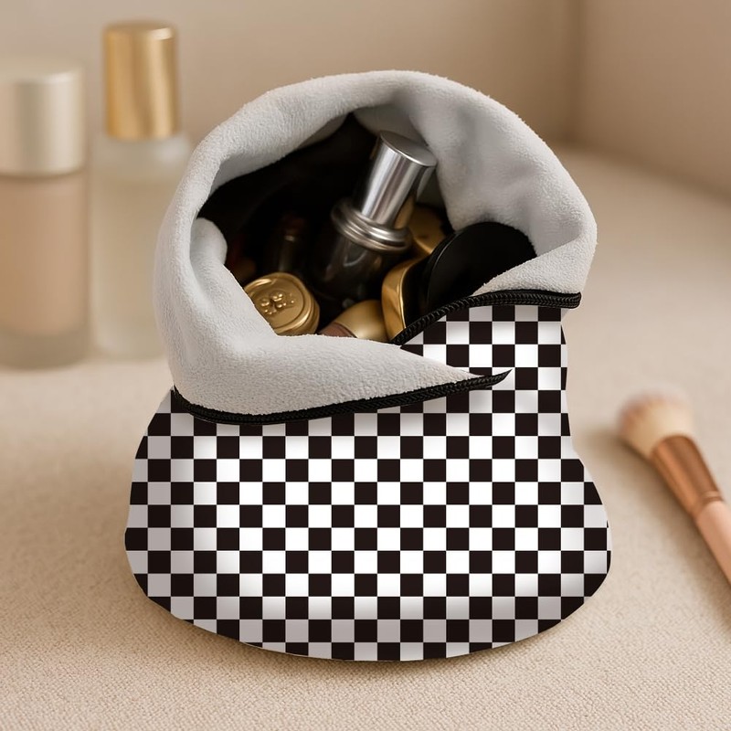 DOODLREAM 2 Sheets Self-Adhesive Magic Cloth Checkered Travel Makeup Bag