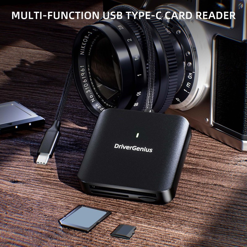 DriverGenius USB Type-C Connection CFAST2.0 & UHS-II SD4.0 Card Reader