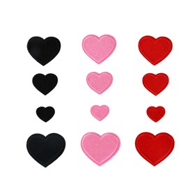 Heart Embroidered Iron-On Patches, Pack of 12 Mini Heart Iron on Patches, Embroidery Heart-Shaped Patches, Embroidered Heart Patches, Embroidered Sew on Patch Applique, DIY
