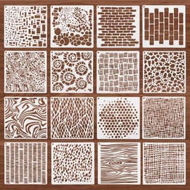 Molain 16Pcs Geometric Stencils for Crafts Reusable, Face Painting Stencils Texture Stencils for Painting DIY Art Painting Stencils for Painting on Wall Scrapbook Furniture Floor Crafts Decor(Style B)