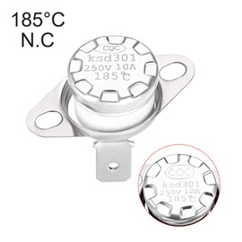 sourcing map KSD301 Thermostat 185°C/365°F 10A Opener N.C Adjustment Snap Plate Temperature Switch Pack of 2