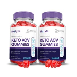 (2 Pack) Bio Lyfe Keto ACV Gummies Advanced Formula 1000MG Biolyfe Keto Gummies Apple Cider Vinegar Formulated with Pomegranate Beet Juice Powder B12 Vegan Non GMO 120 Gummys