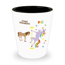 HollyWood & Twine Mechanical Engineer Graduation Gift Pole Dancing Unicorn Engineering Ceramic Shot Glass