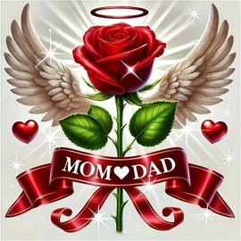 5D Diamond Painting Kits for Adults, Angel Wing Flowers Diamond Art Kits for Adults Beginner, DIY Full Drill Diamond Dot Gem Painting for Home Wall Decor 13.7x13.7 inch