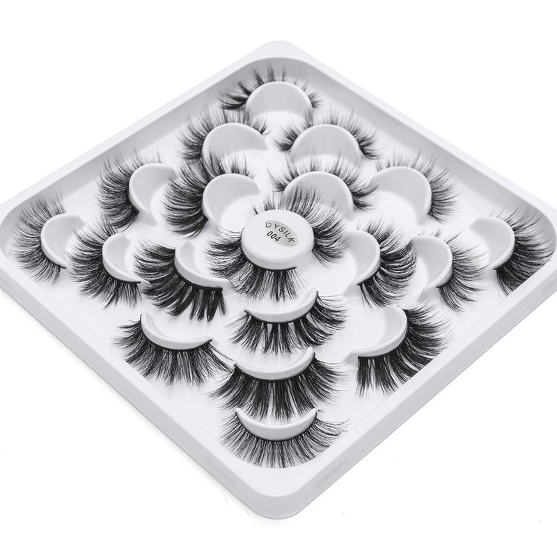 Dysilk 10 Pairs of 6D Eyelashes False Fluffy Wispy, Long