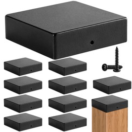10 Pcs 4 x 4 Post Caps Fits for 3.5" x 3.5", Black Flat
