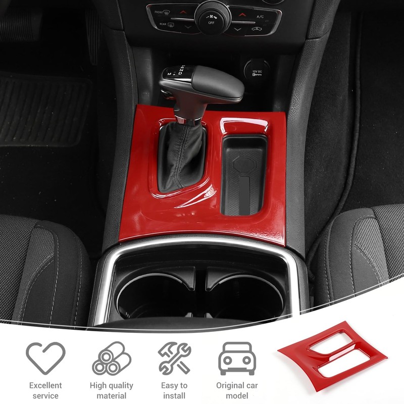 PDKLIN for Charger Gear Shift Panel Cover Trim Red Compatible