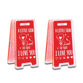 YINSSA 2Pcs Couple Gifts For Boyfriend Girlfriend Birthday Gifts For Women Men Husband Wife Anniversary Wedding Gift Christmas Valentines Present I Love You Gift For Him Her Mini Sign Statues