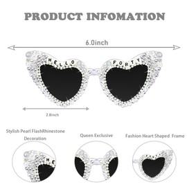 Yoridis 40th Birthday Glasses, HELLO FORTY Sunglasses White 40th Birthday Glasses for Funny Thirtieth 40th Birthday Gift Death