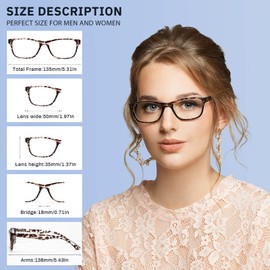 Fetrrc Fetrrc Reading Glasses Blue Light Blocking, Computer Glasses for Women Men, Fashion Square Eyeglasses 5 Pairs