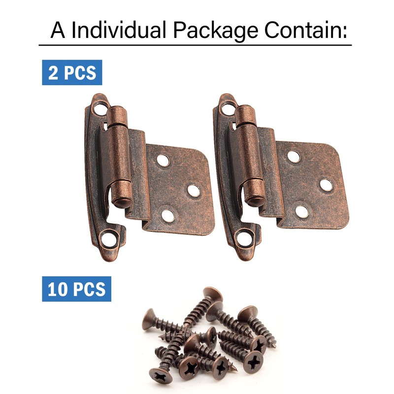 50 Pack (25 Pairs) 3/8 Inch Inset Hinges Oil Rubbed