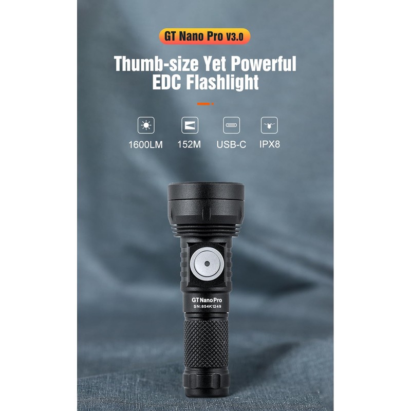 LUMINTOP GT Nano Pro Keychain Flashlight 1600 Lumens Mini Flashlight