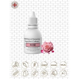 Sugarflair 100% Natural Flavour Estratto di Rose, Rosa - Aromi Naturale per Torte, Cupcake, Glasse, Pasticcini e Dessert, Aroma Alimentare - Aroma Natural, Kosher - 30 ml