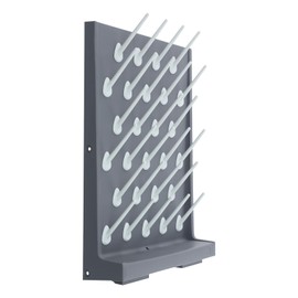 Kaibrite 2Pcs 27pegs Plastic Wall Mounted Laboratory Draining Rack with with Drainage Pipe, Detachable Pegs Lab Glass Drying Rack Gray Cleaning Frame for School Laboratory Utensil