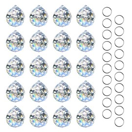 MerryNine Clear Crystal Ball Prism with 20 Pcs Metal Rings Sun Shine Catcher Rainbow Pendants Maker, Hanging Crystals Prisms for Windows, for Feng Shui, for Gift (0.8"/20mm 20Pack)