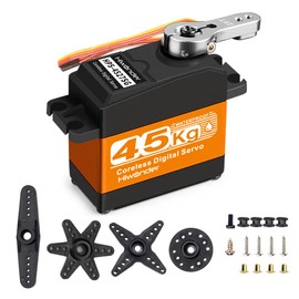 Hiwonder 45KG Servo Motor Waterproof High Torque Servo, High-Speed Coreless Motor Full Metal Gear Steering Servo for 1/6 1/8 1/10 1/12 RC Robot, with 25T Servo Horn, Control Angle 270°