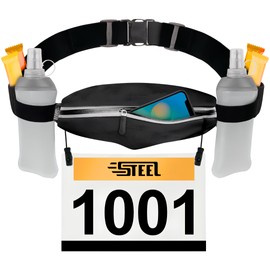 Running Belt for Running - Performance, Practical and Comfortable Waist Bag Sport Belt Bottle Soft Water Bottle Waterproof for Men and Women for Smartphone Jogging French Brand Black, black, Unit size