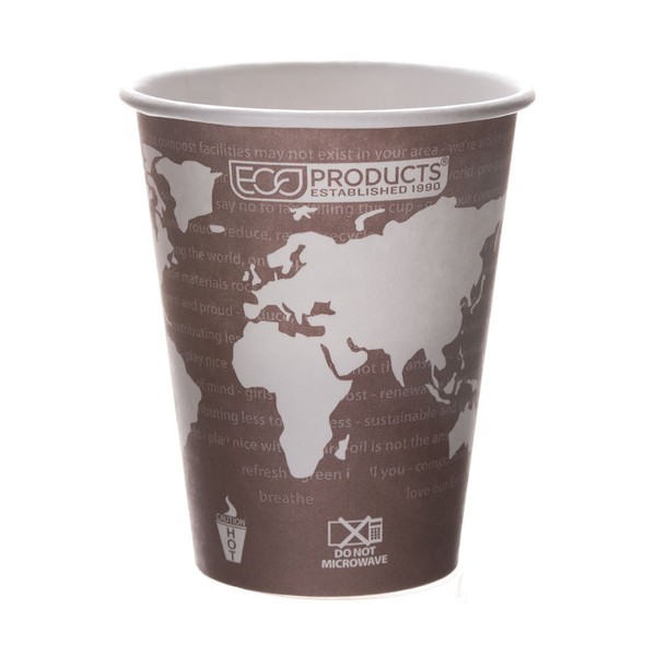 ECO PRODUCTS World Art Renewable & Compostable Hot Cups, 8 oz, Case of 1000 (EP-BHC8-WA )