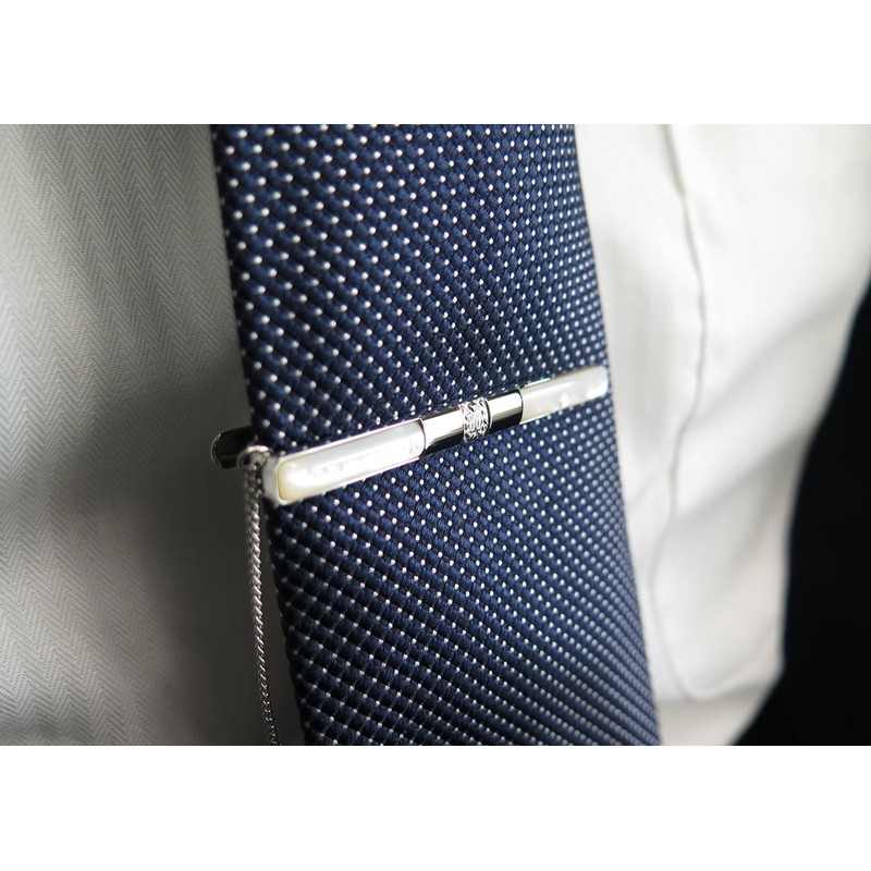 DAKS Emblem White Butterfly Tie Bar Tie Clip, Brass, No