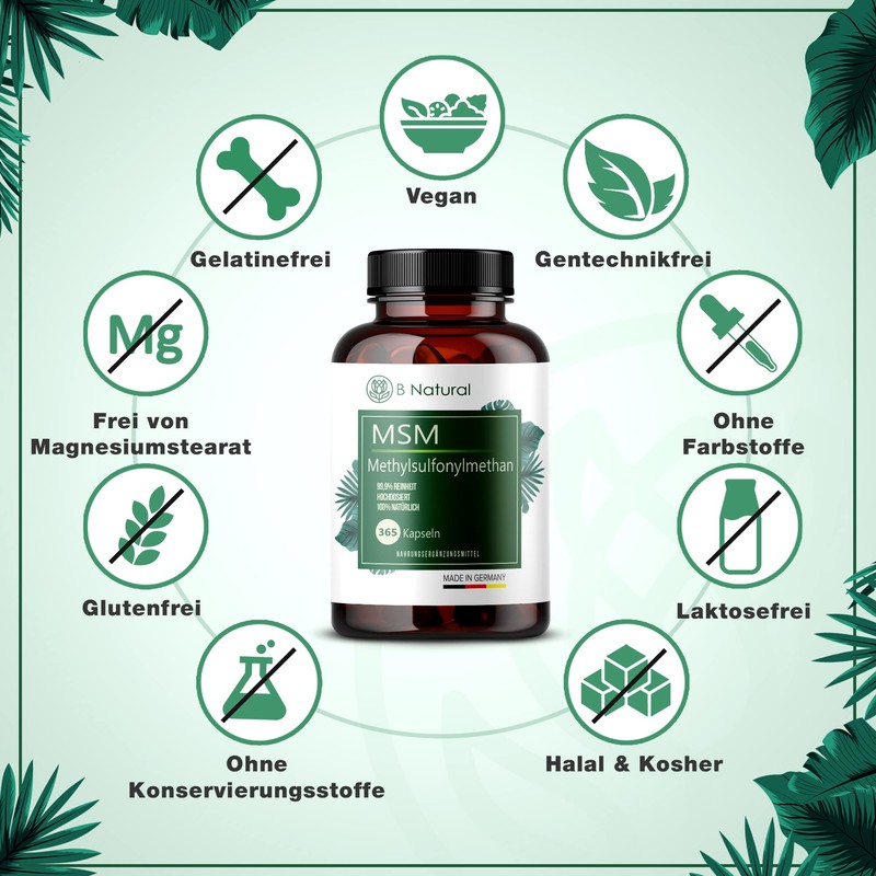 MSM 365 Capsules 99.9% Pure Methylsulfonylmethane High Dose & High