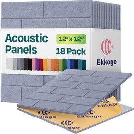 Ekkogo Acoustic Panels 18-Pack Soundproof Wall Panels 12"X12"X0.4" Brick Style Sound Panels Premium Sound Dampening Panels Easy Self Adhesive Installation - [Dusky Gray]