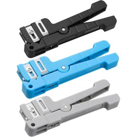3-Pack Coaxial Cable Stripper Tool, Fiber Optic Cable Stripper for Buffer Tube Jacket Stripping, 0~3.2mm(Gray) & 3.2~5.6mm(Blue) & 4.8~7.9mm(Black)