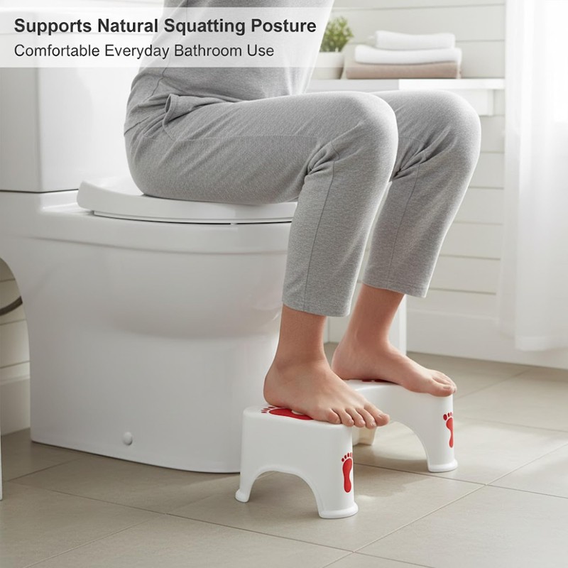 ASPIRE UK Squatting Toilet Stool White Red Ergonomic Toilet Footrest