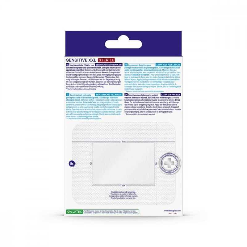 Hansaplast Sensitive XXL – 5 Plaster Strips in Size 8