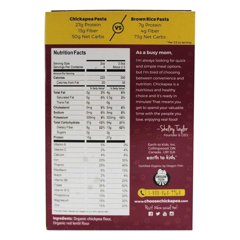 Chickapea Organic Chickpea and Red Lentil Pasta - Gluten-Free, Vegan,
