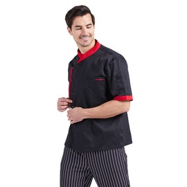 Nanxson Unisex Chef Jacket Men's Chef Coat Restaurant Kitchen Chef Uniform CFM0016 ShortBlack L