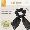 Chic Bow Look Black Hair Scrunchies with White Pearls &