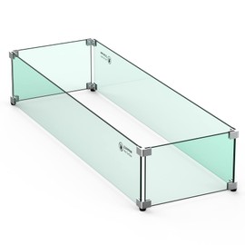 Skyflame Fire Pit Glass Wind Guard, 36" x 11.5" Tempered Glass Windscreen Fits for Linear Firepit Burner Pans, Clear/Thick Fire Table Glass Shields for Outdoor Propane and Gas Pits
