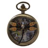 Brown Diamond-Encrusted Dragonfly Quartz Pocket Watch,Charming Necklace Women's Pendant Chain