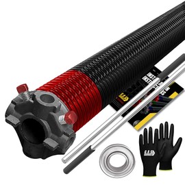 Garage Door Torsion Spring 225x2x27 Torsion Springs for Right Side of Garage Door with 1" Steel Bearing, Gloves, and Winding Bars Precision E-Coating 5-Year Warranty Minimum 30,000 Cycles (Black Cone)