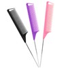 Rat Tail Combs Set: 3Pcs Long Steel Pin Teasing Combs