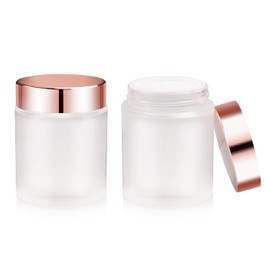 2 Pack 100g/3.4oz Frosted Glass Cream Jar Empty Cosmetic Container With Inner Liners Refillable Travel Cosmetic Sample Jar Pot For Lotion Cream Powder Lip Balm Eyeshadow