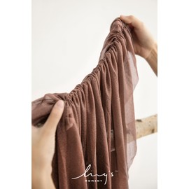 Ling's Moment Deluxe Wedding Arch Draping Fabric, Easy Hanging Chiffon Sheer Drapes, Wrinkle Arbor Backdrop Durable Wedding Decorations for Ceremony Outdoor 3 Panels Curtain,26ft,Brown