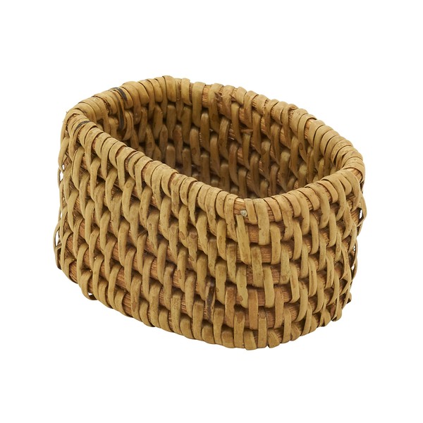 Saro Lifestyle Woven Rattan Napkin Rings (Set of 4), Caramel,