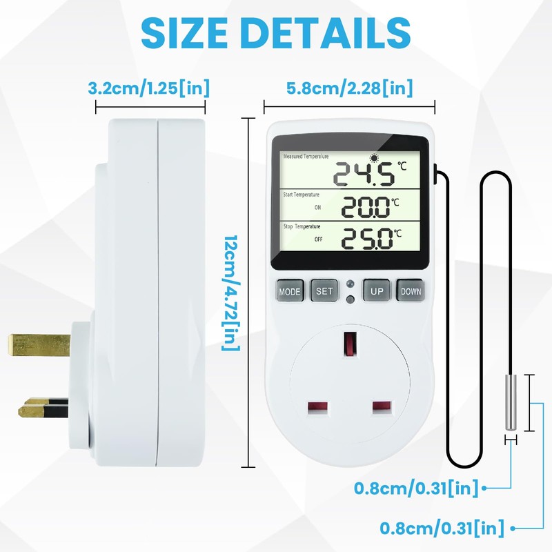 Doright Digital Temperature Controller,LCD Screen Heating Cooling Temperature Switch,Thermostat UK