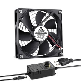 GDSTIME 12 V 120 mm Fan, 120 mm Case Fan with Speed Control, AC 220 V – 240 V Fan, 3000 rpm Dual Ball Bearing, 120 mm, Computer Fan, 114 CFM for Cabinet, Workstation, Server, Chassis